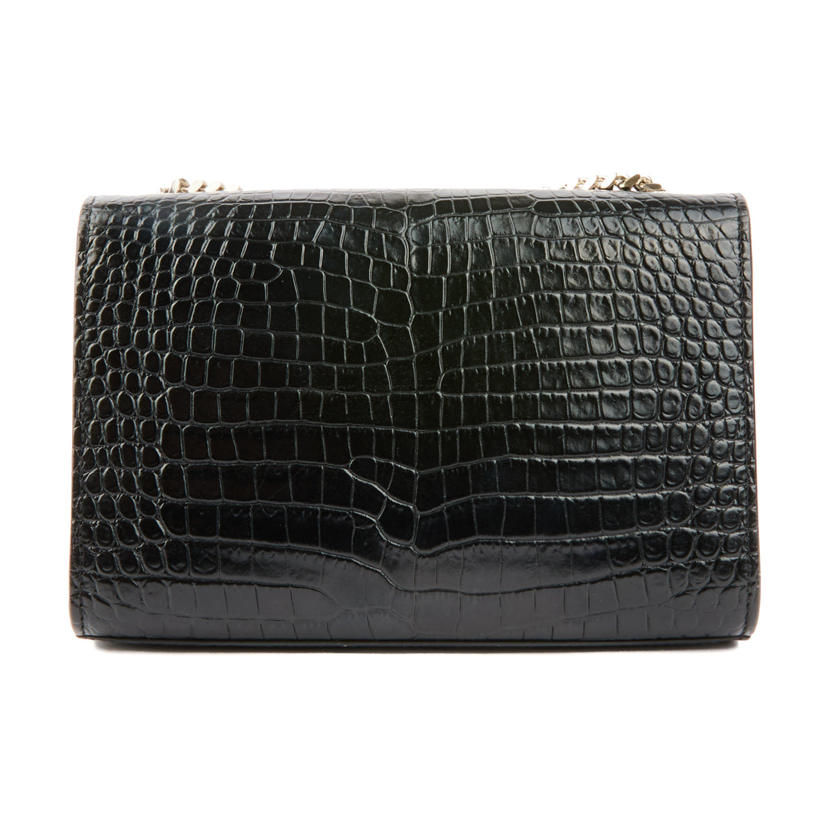 SAINT LAURENT - Sac Mini Kate tassel cuir embossé croco brillant noir - Handbag