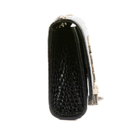 SAINT LAURENT - Sac Mini Kate tassel cuir embossé croco brillant noir - Handbag