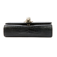 SAINT LAURENT - Sac Mini Kate tassel cuir embossé croco brillant noir - Handbag