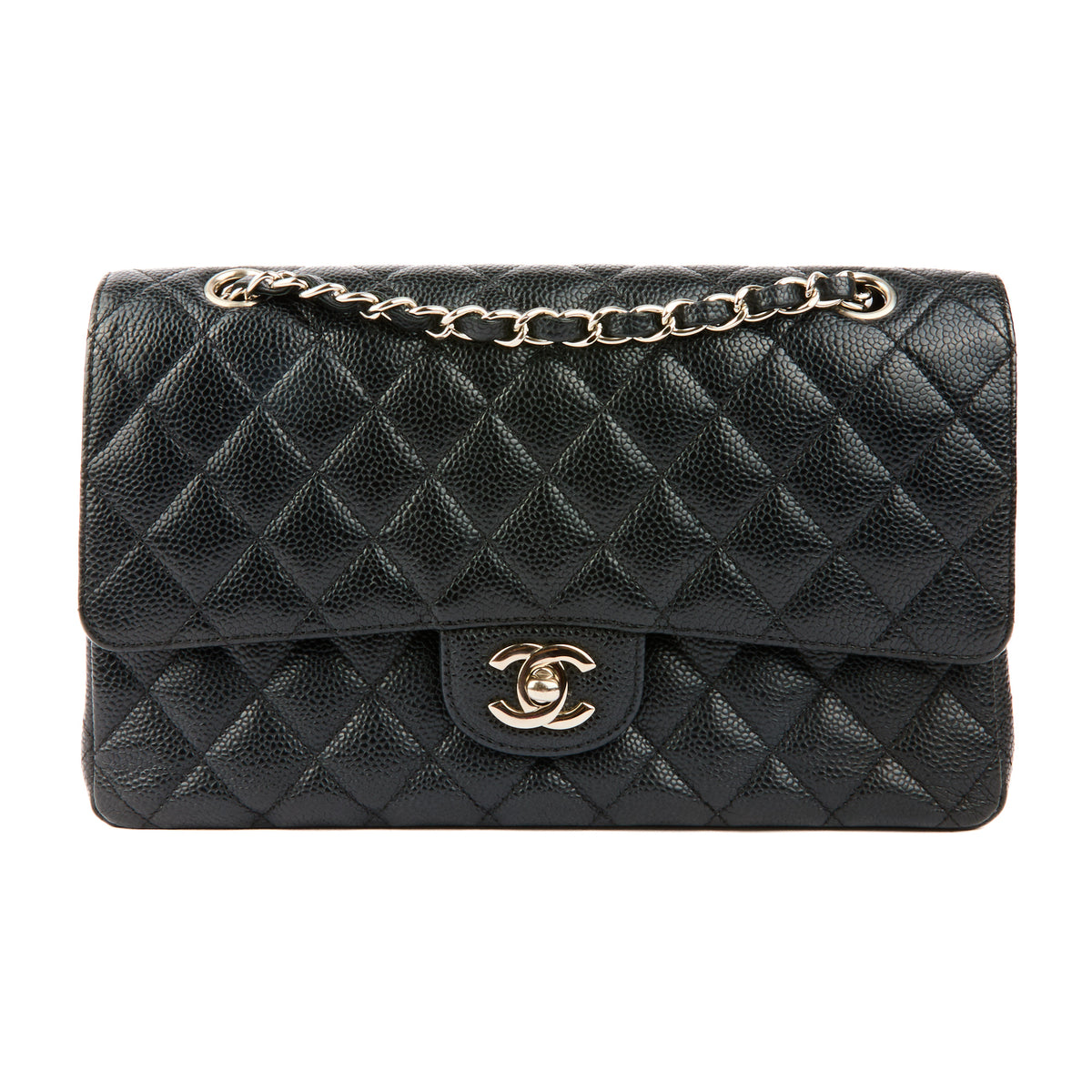 CHANEL - Sac bandoulière Classique Timeless médium cuir grainé noir - Handbag