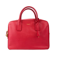 SAINT LAURENT - Sac à main porte document Museum cuir rouge - Briefcase