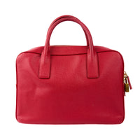 SAINT LAURENT - Sac à main porte document Museum cuir rouge - Briefcase
