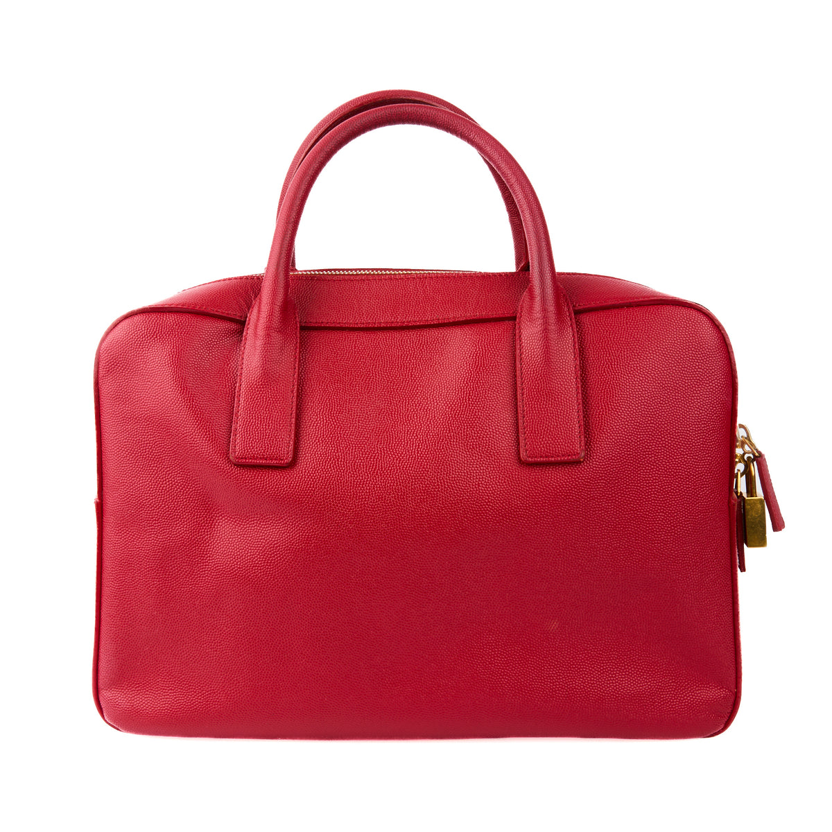 SAINT LAURENT - Sac à main porte document Museum cuir rouge - Briefcase