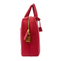 SAINT LAURENT - Sac à main porte document Museum cuir rouge - Briefcase