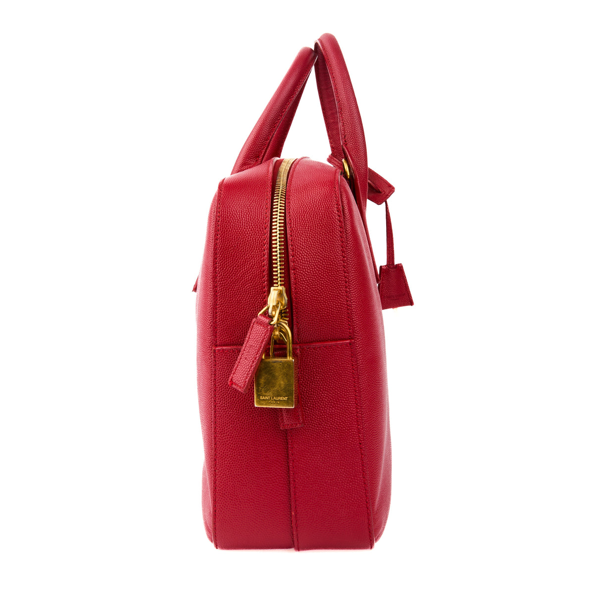 SAINT LAURENT - Sac à main porte document Museum cuir rouge - Briefcase