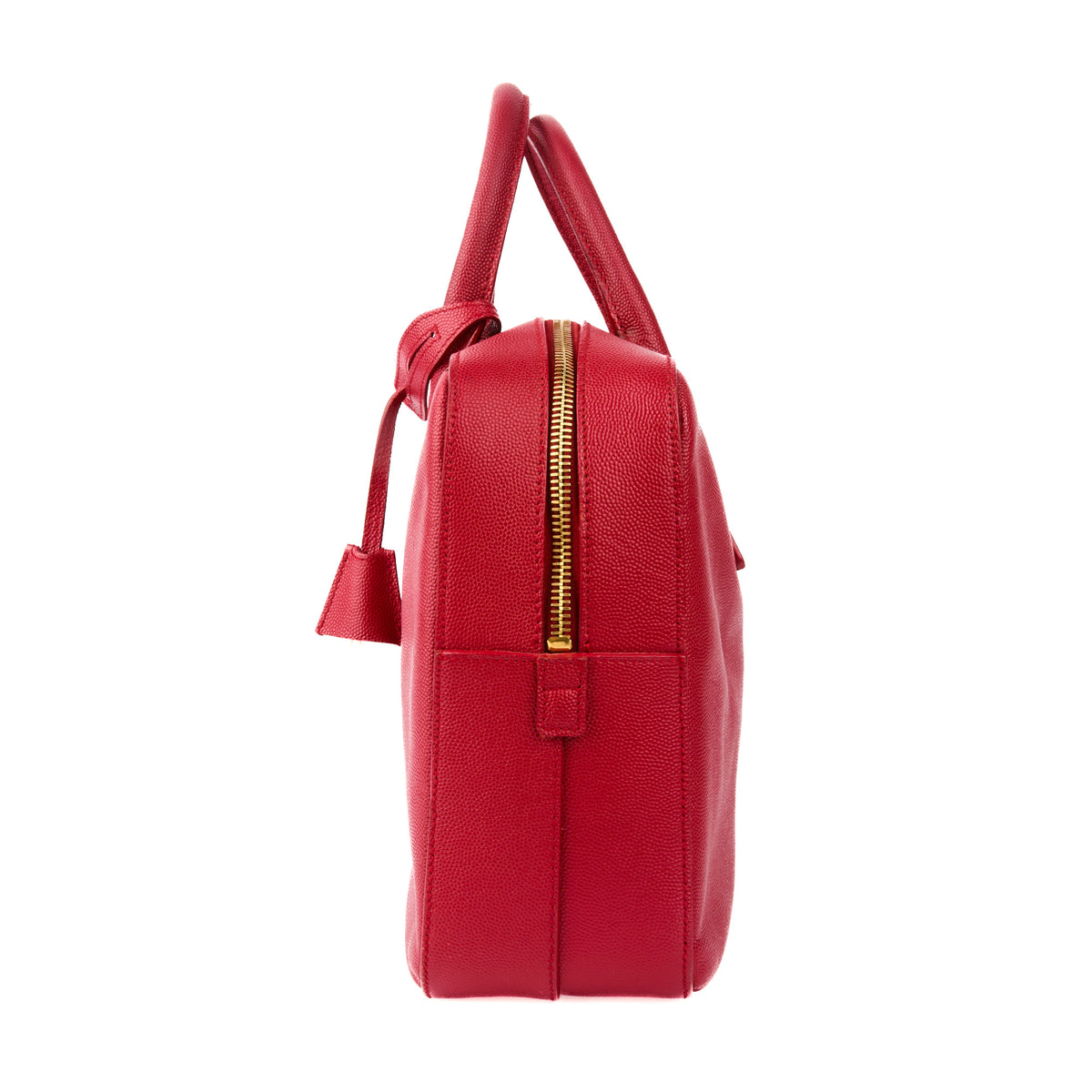 SAINT LAURENT - Sac à main porte document Museum cuir rouge - Briefcase