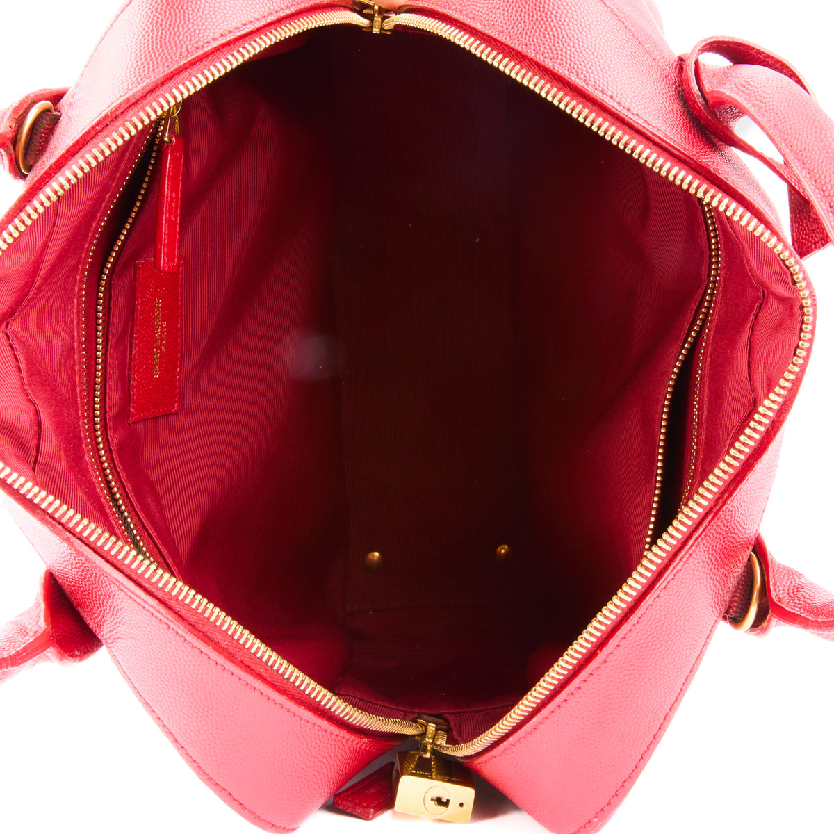 SAINT LAURENT - Sac à main porte document Museum cuir rouge - Briefcase