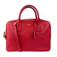 SAINT LAURENT - Sac à main porte document Museum cuir rouge - Briefcase