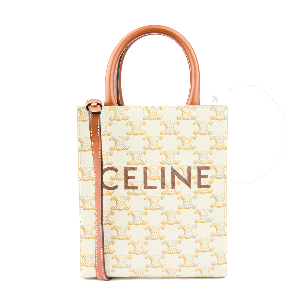 CELINE - Mini Vertical Cabas handbag in ecru monogram canvas