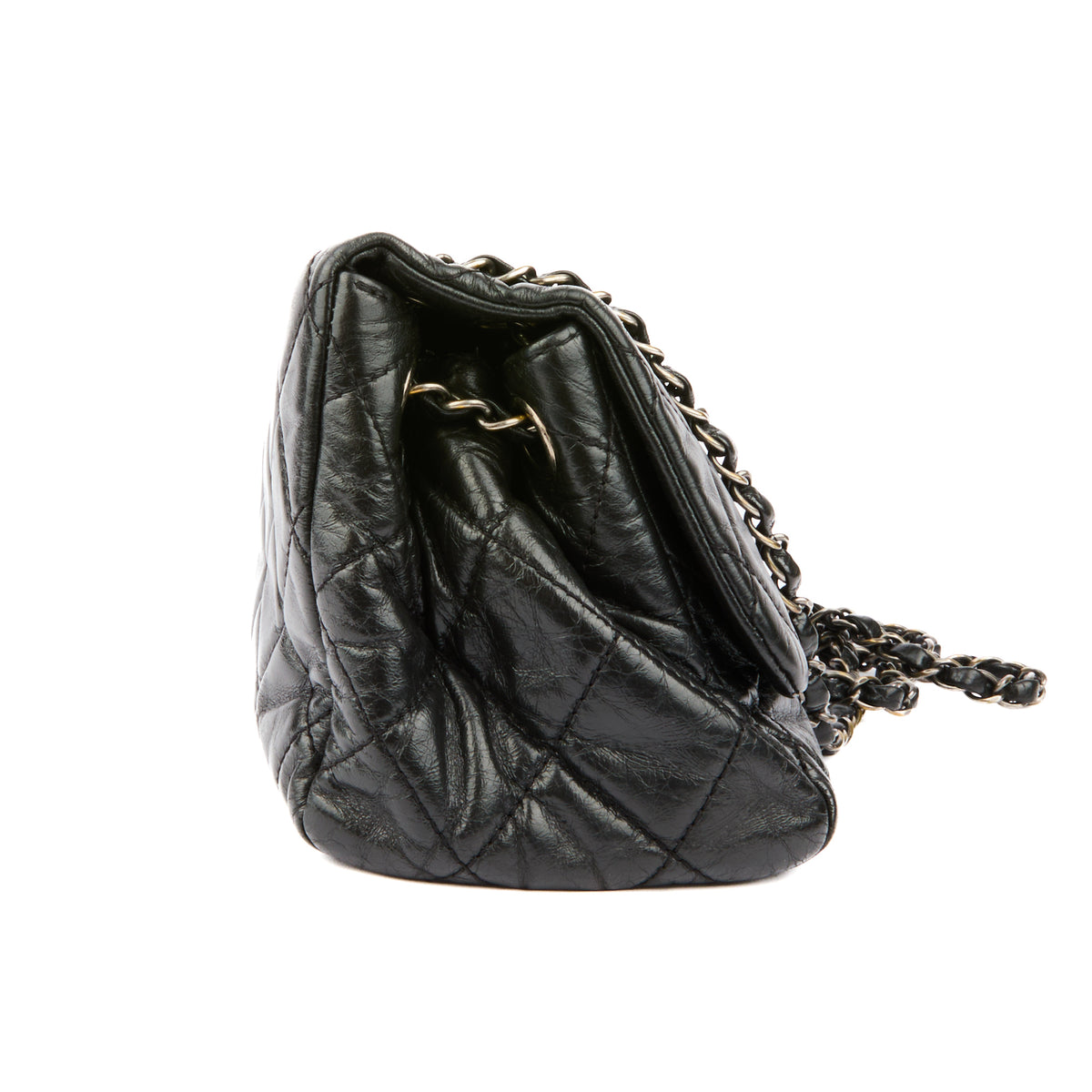 CHANEL - Sac bandoulière à rabat Classique flap CC cuir noir - Handbag
