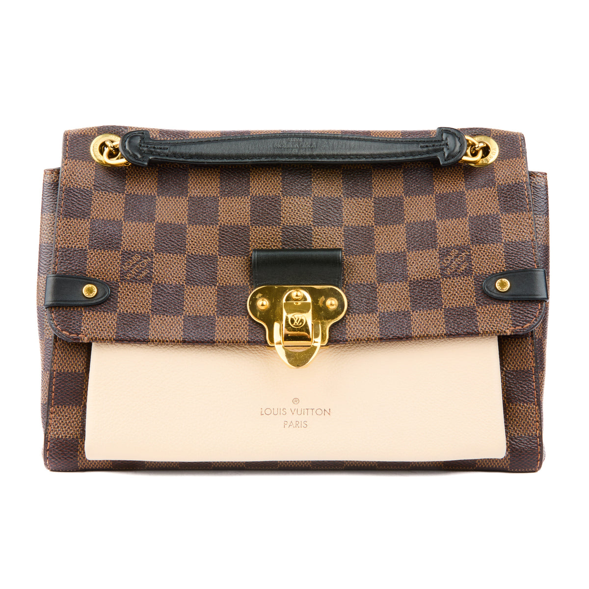 LOUIS VUITTON - Sac bandoulière Vavin PM toile rose & damier Ébène - Handbag