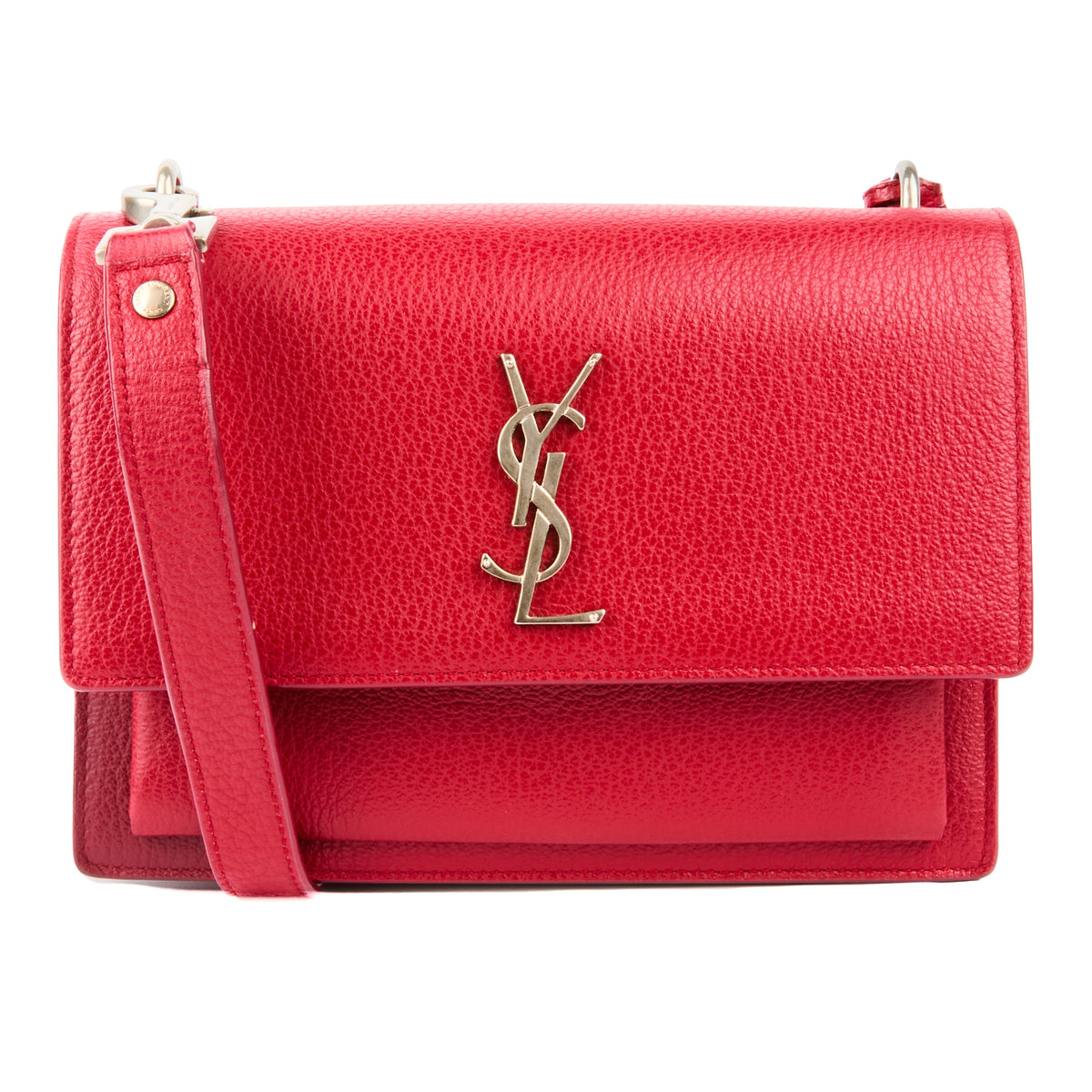 SAINT LAURENT - Sac bandoulière Sunset Medium cuir rouge - Handbag