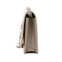 SAINT LAURENT - Sac Mini Kate tassel embossé croco gris