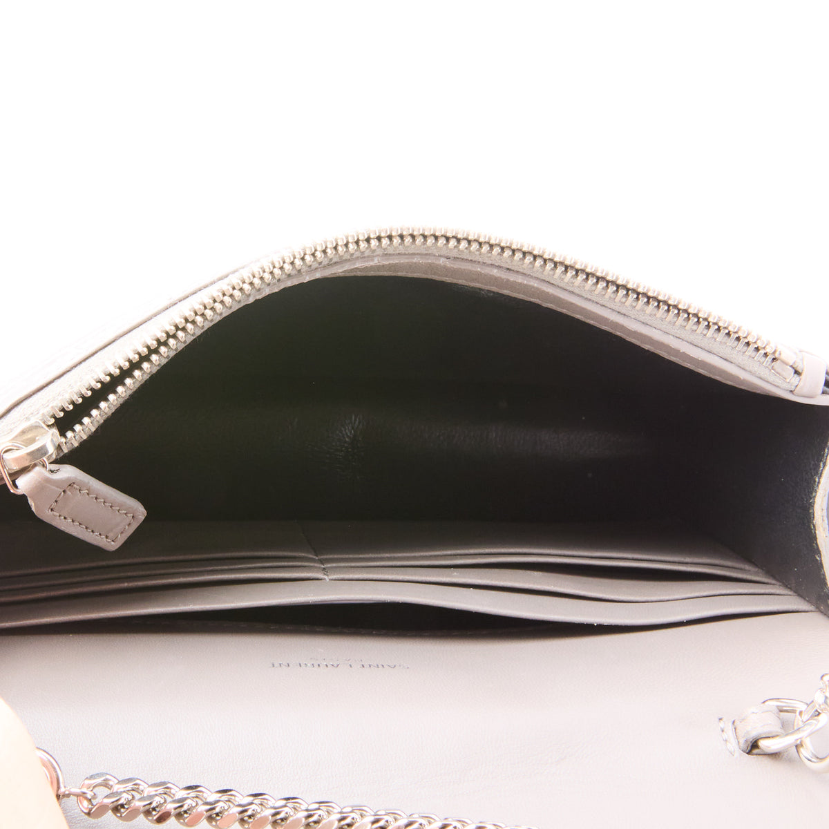 SAINT LAURENT - Sac Mini Kate tassel embossé croco gris