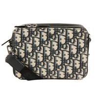 DIOR - Sac Pochette à bandoulière toile monogram noir & beige - Handbag