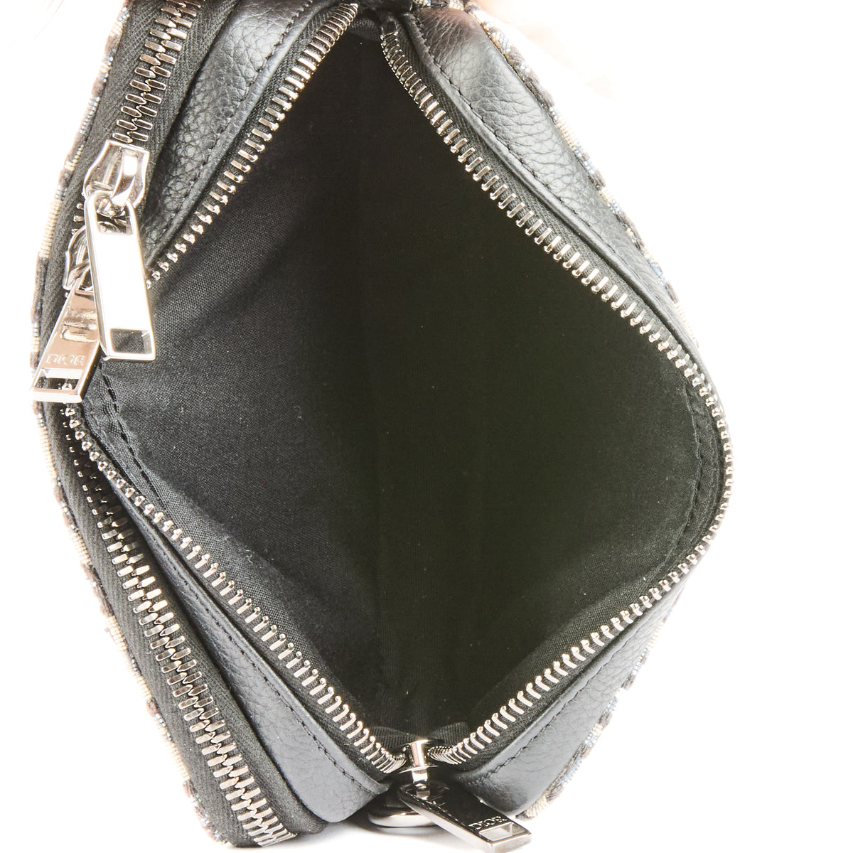 DIOR - Sac Pochette à bandoulière toile monogram noir & beige - Handbag