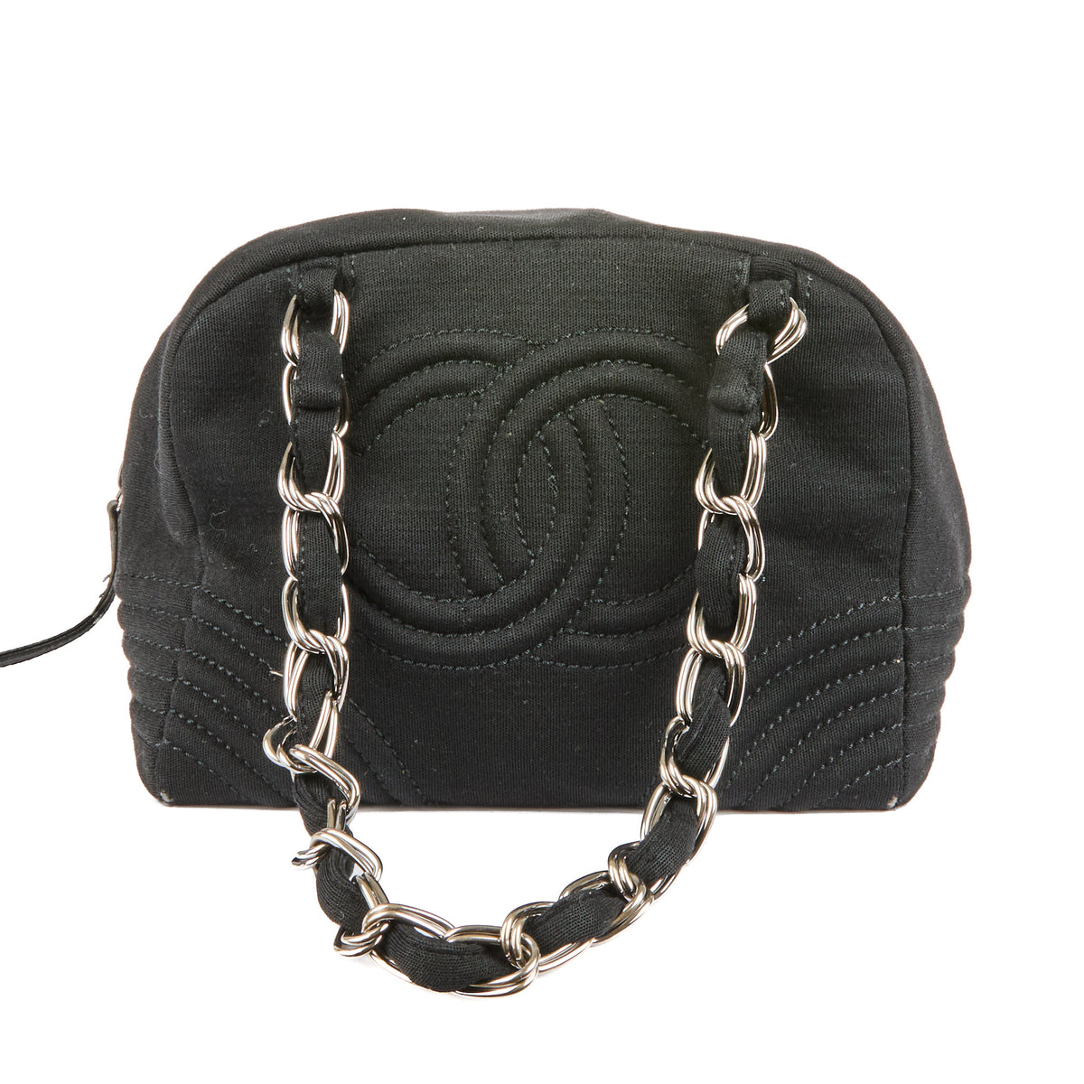 CHANEL - Sac à main Coco Bowling Logo CC toile noir - Handbag