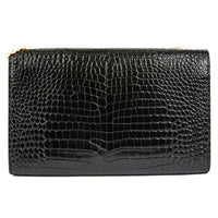 SAINT LAURENT - Sac bandoulière Kate tassel cuir embossé croco noir - Handbag