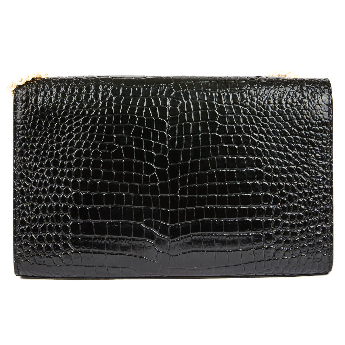 SAINT LAURENT - Sac bandoulière Kate tassel cuir embossé croco noir - Handbag