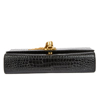SAINT LAURENT - Sac bandoulière Kate tassel cuir embossé croco noir - Handbag