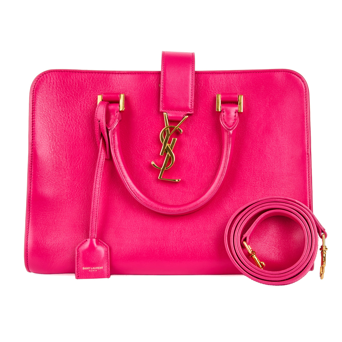 SAINT LAURENT - Sac à main Monogram cabas cuir rose fushia - Handbag