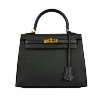 HERMES - Sac à main Kelly 25 cuir Epsom noir goldhardware - Handbag