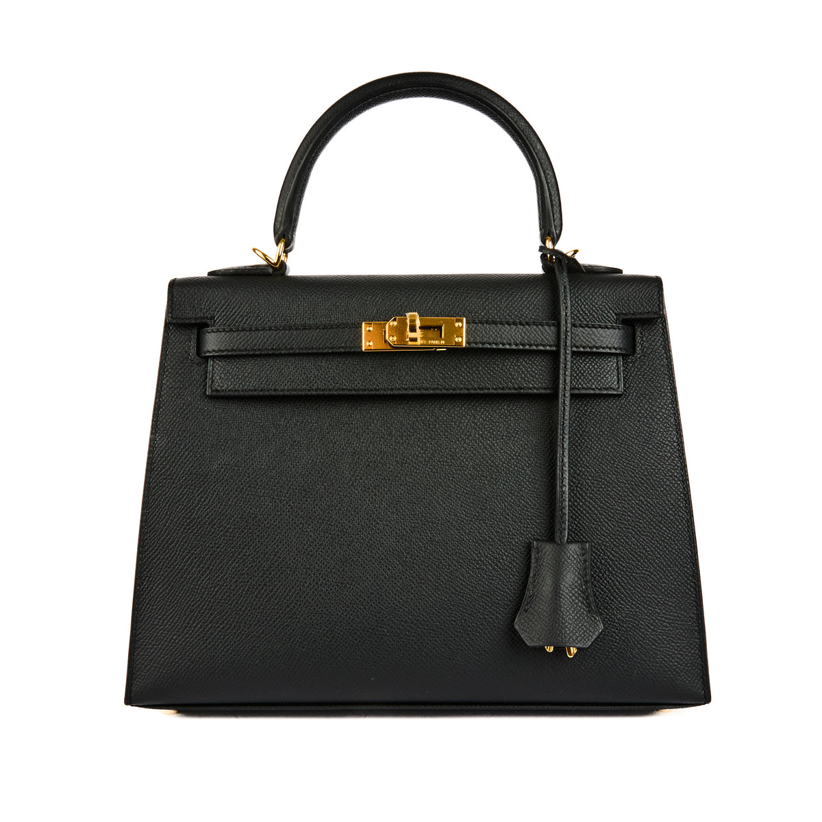HERMES - Sac à main Kelly 25 cuir Epsom noir goldhardware - Handbag