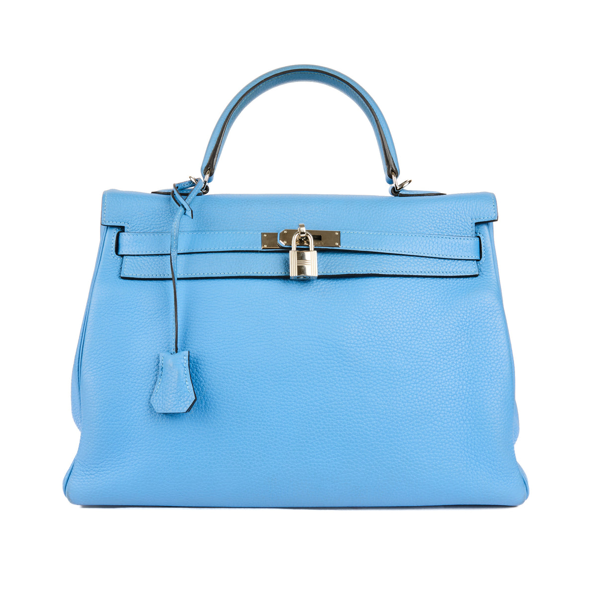 HERMÈS - Sac à main Kelly 32 cuir Togo bleu - Handbag