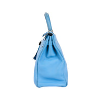 HERMÈS - Sac à main Kelly 32 cuir Togo bleu - Handbag