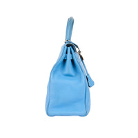 HERMÈS - Sac à main Kelly 32 cuir Togo bleu - Handbag