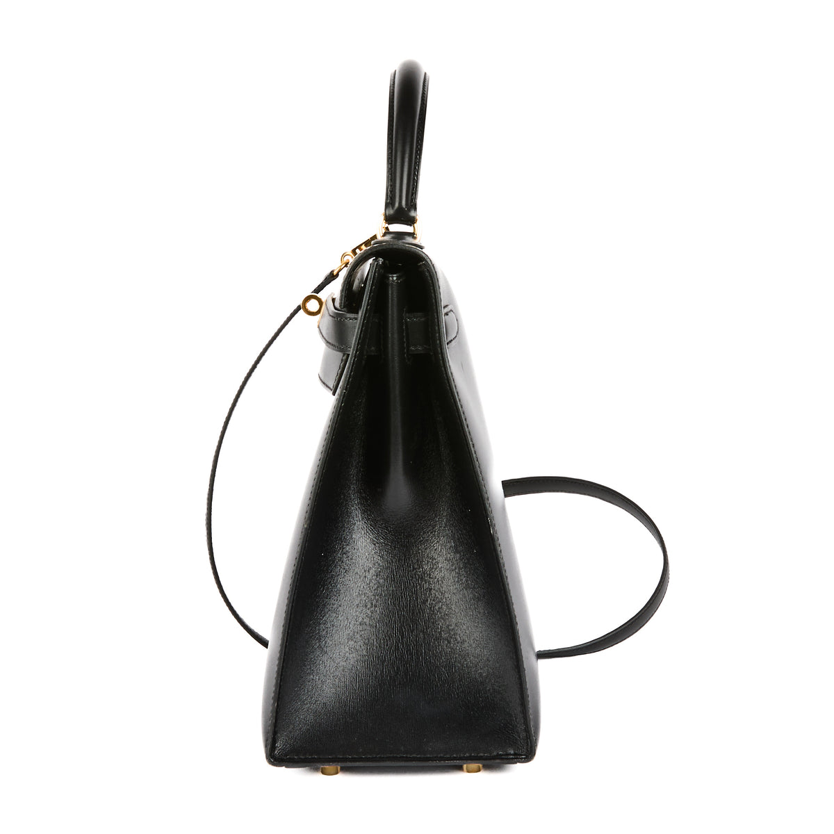 HERMES - Sac à main Kelly 32 Vintage cuir Box noir gold hardware - Handbag