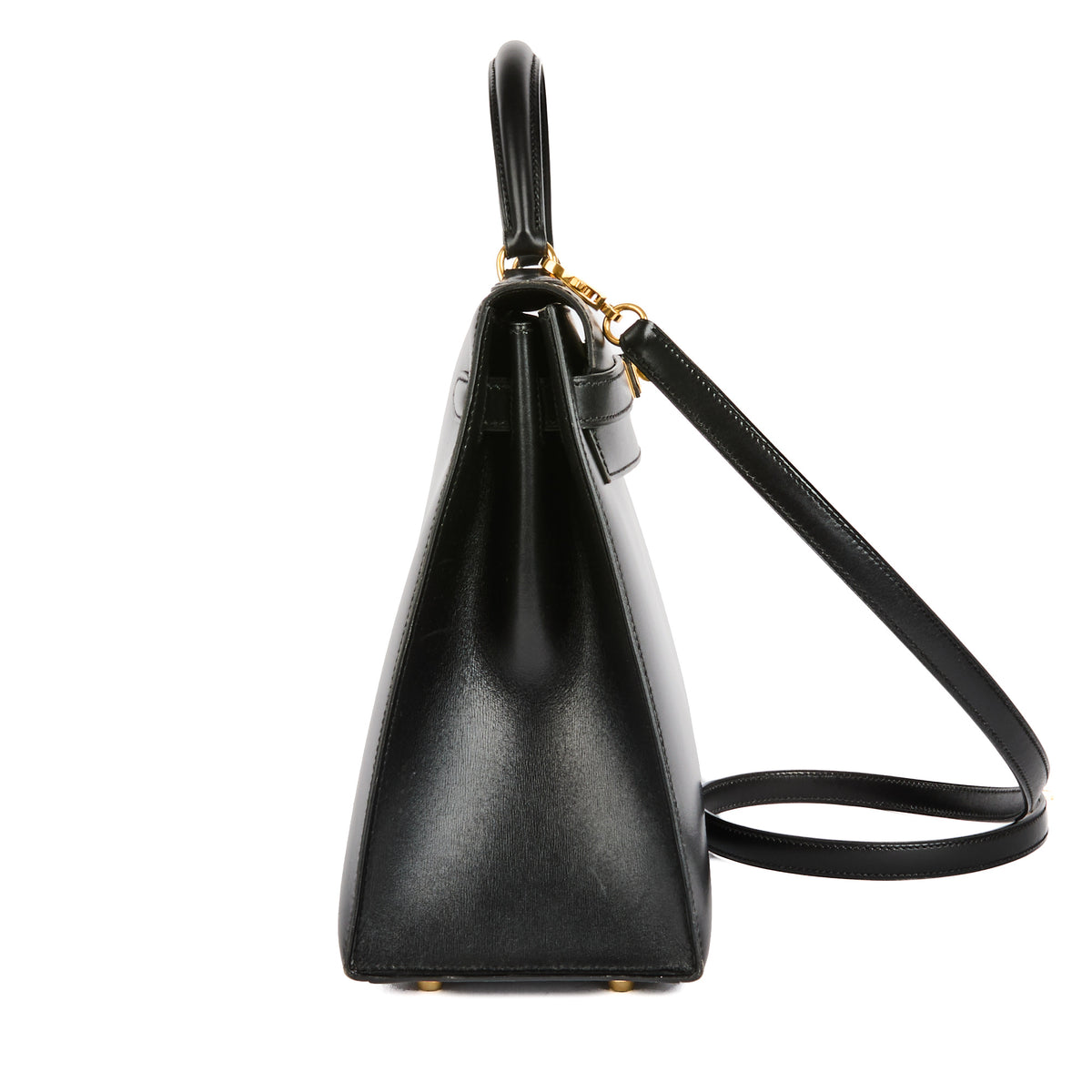 HERMES - Sac à main Kelly 32 Vintage cuir Box noir gold hardware - Handbag