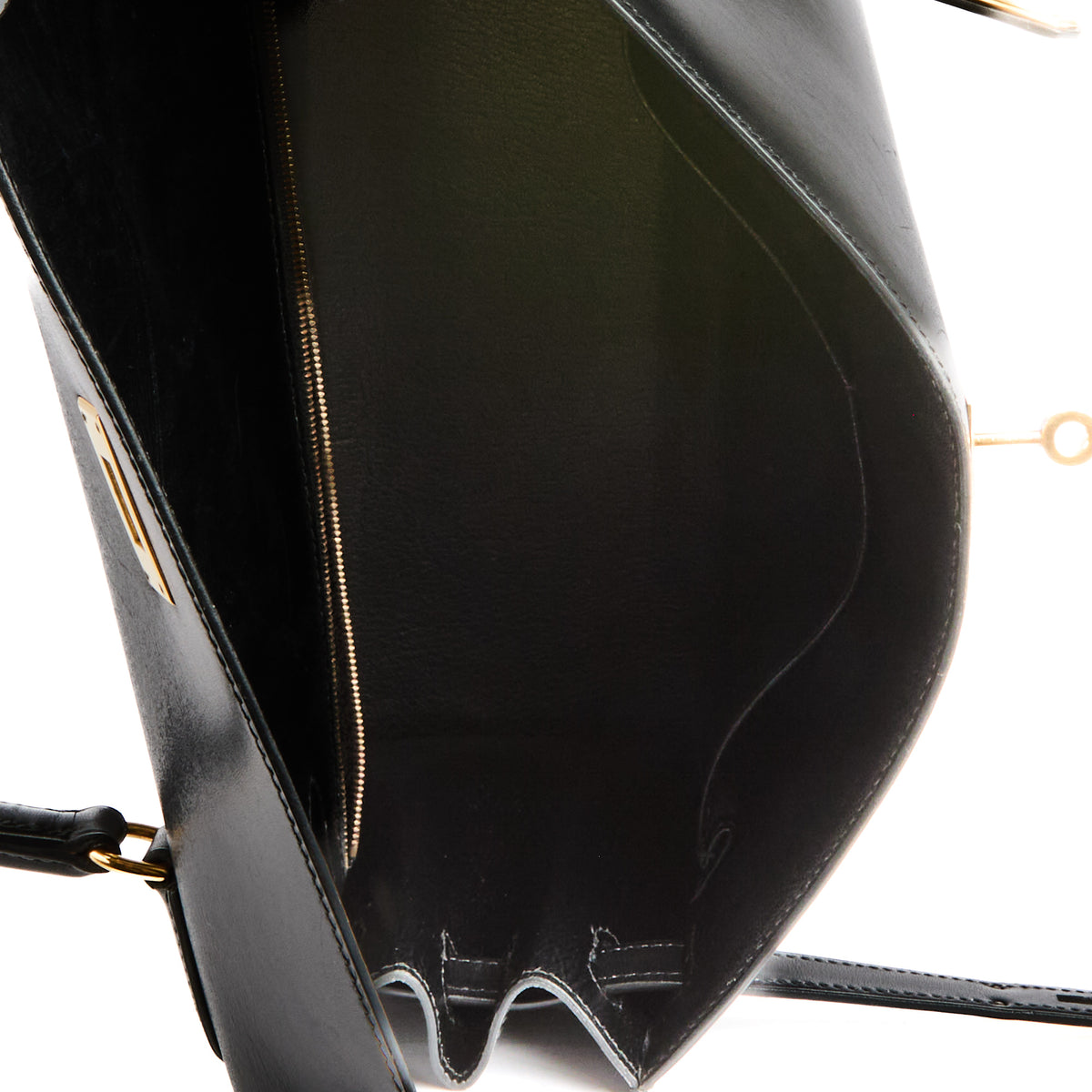 HERMES - Sac à main Kelly 32 Vintage cuir Box noir gold hardware - Handbag
