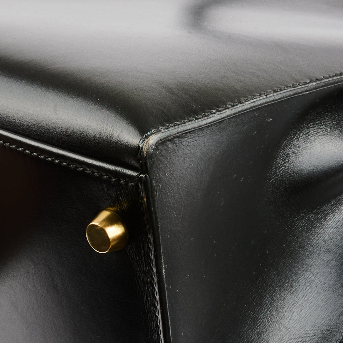 HERMES - Sac à main Kelly 32 Vintage cuir Box noir gold hardware - Handbag