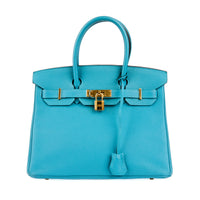 HERMES - Sac à main Birkin 30 cuir Togo Bleu Paon - Handbag