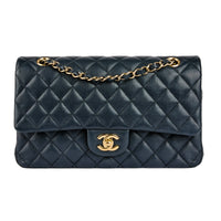 CHANEL - Timeless Classic Bag in Black Caviar Blue Leather