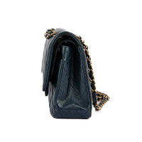 CHANEL - Timeless Classic Bag in Black Caviar Blue Leather