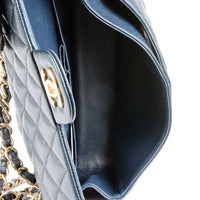 CHANEL - Timeless Classic Bag in Black Caviar Blue Leather