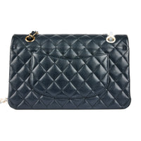 CHANEL - Timeless Classic Bag in Black Caviar Blue Leather