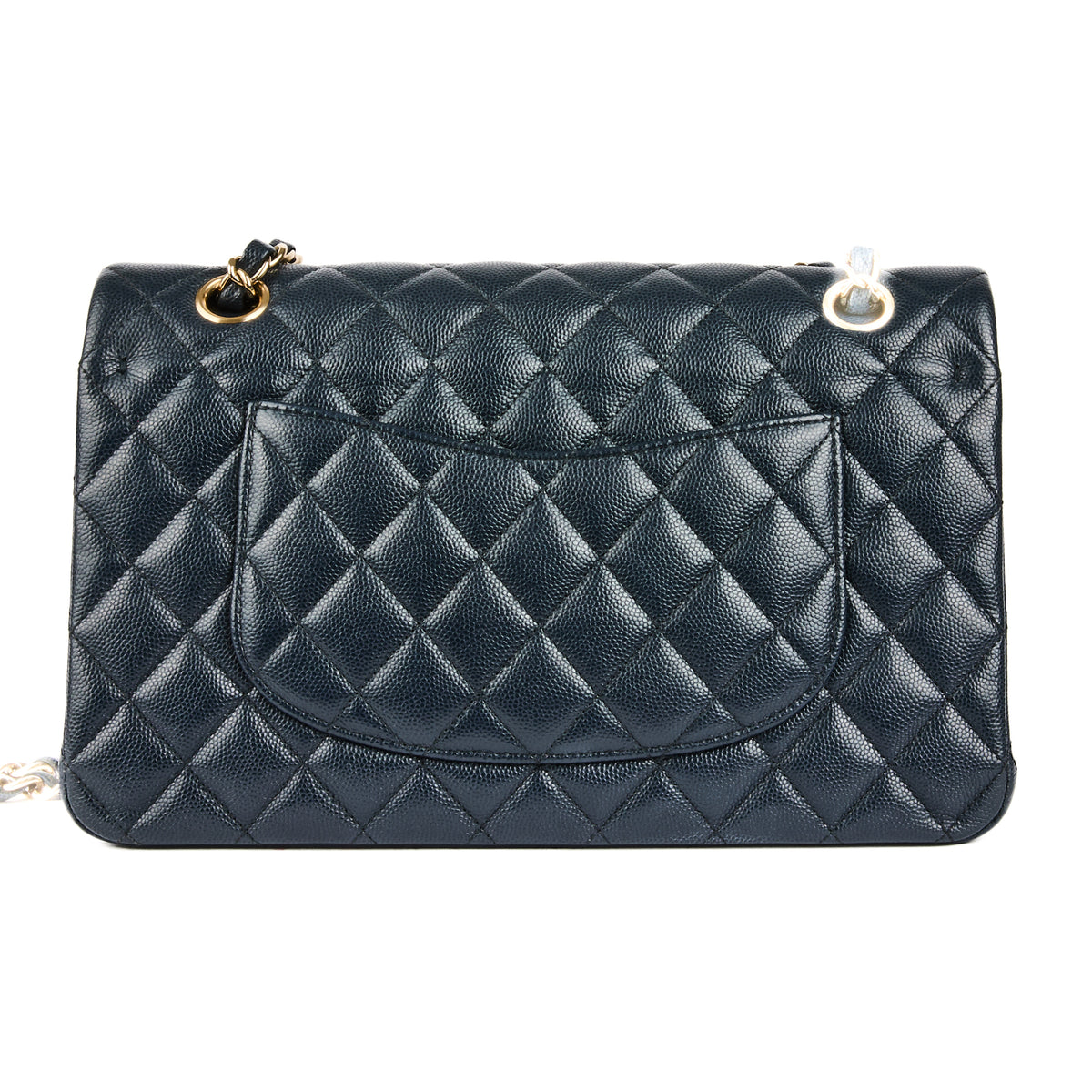 CHANEL - Timeless Classic Bag in Black Caviar Blue Leather