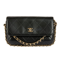 CHANEL - Sac bandoulière Wallet On Chain matelassé cuir entrelacé noir - Handbag