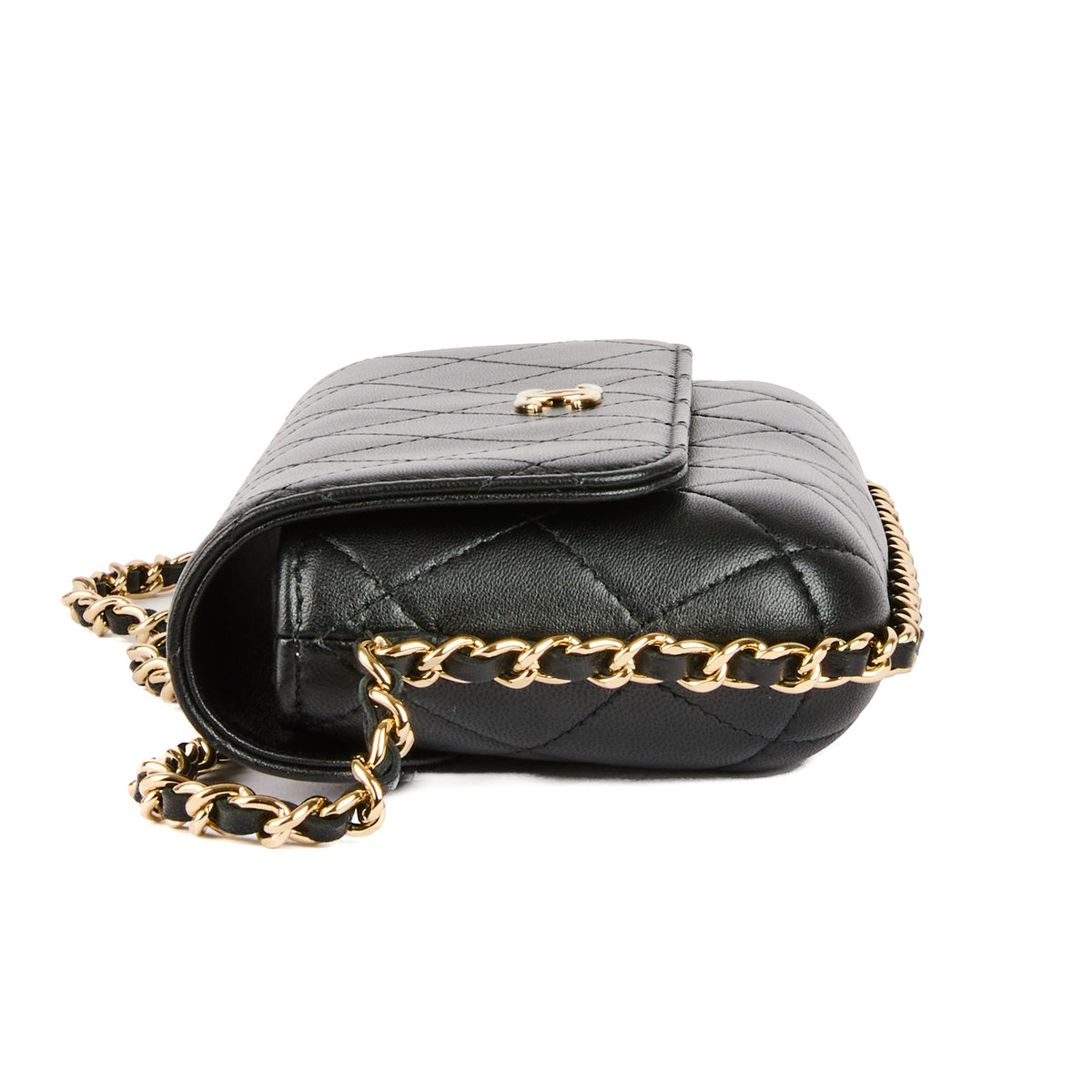 CHANEL - Sac bandoulière Wallet On Chain matelassé cuir entrelacé noir - Handbag