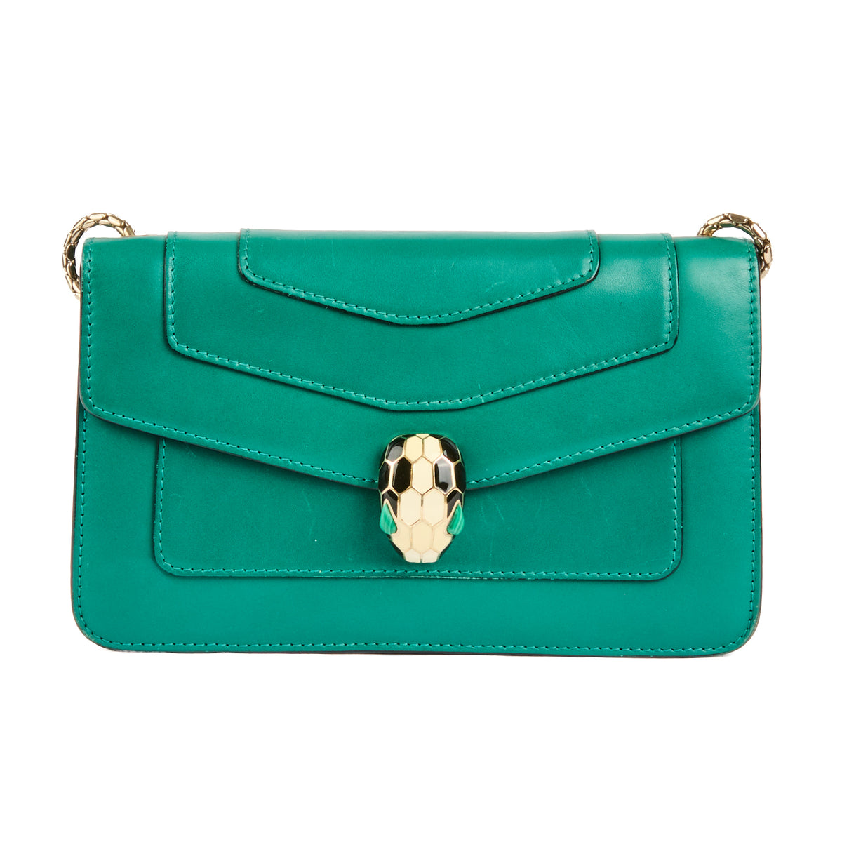 BVLGARI - Sac bandoulière Mini Serpenti cuir vert - Handbag