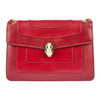 BVLGARI - Medium Serpenti Bag in Burgundy Leather