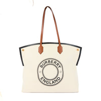 BURBERRY - Sac Cabas Society toile de coton beige - Handbag