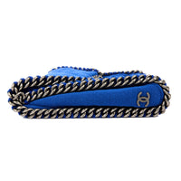 CHANEL - Sac à main Pochette coton bleu - Handbag