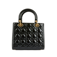 DIOR - Sac à main Lady Dior Médium cuir vernis noir - Handbag