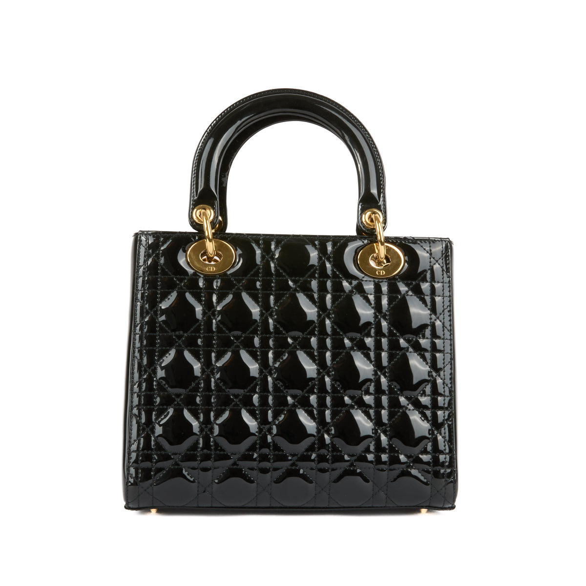 DIOR - Sac à main Lady Dior Médium cuir vernis noir - Handbag