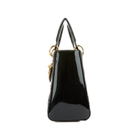 DIOR - Sac à main Lady Dior Médium cuir vernis noir - Handbag