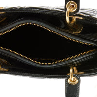 DIOR - Sac à main Lady Dior Médium cuir vernis noir - Handbag